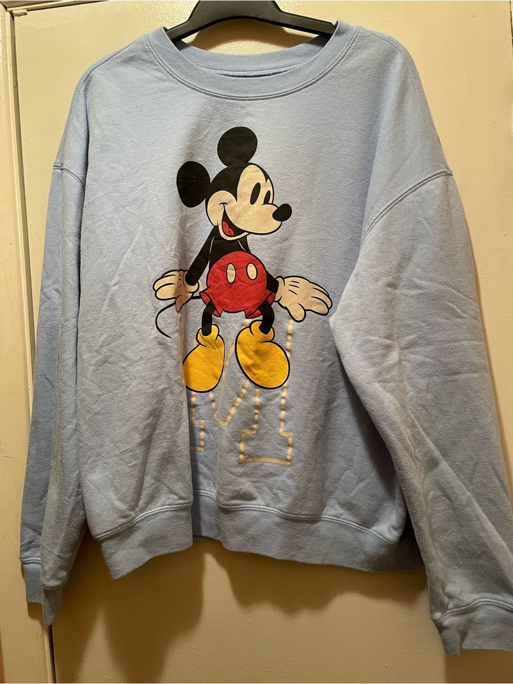 Disney Mickey Mouse Graphic Sweatshirt Light Blue Varsity Sketch M Crewneck XL